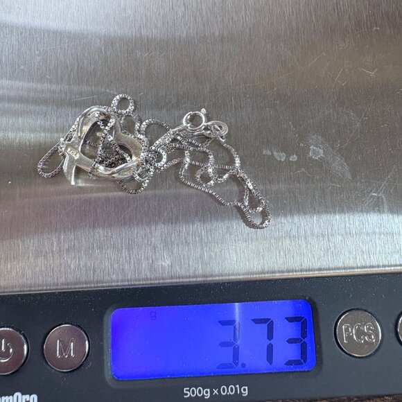 VTG Sterling Silver 925 Open Heart Slide Pendant Necklace Size 18" Length - Picture 15 of 15